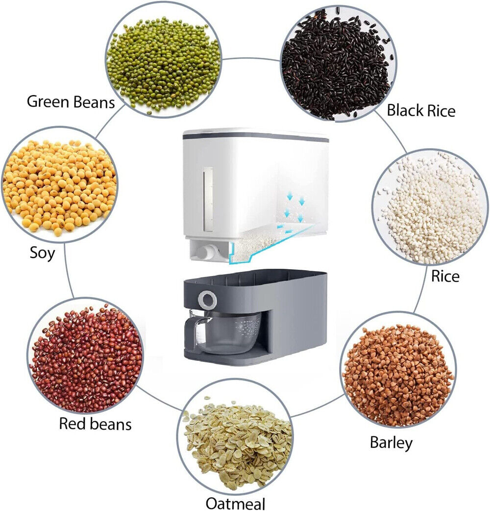 Auto Plastic Dry Food Storage Dispenser Container Airtight Cereal Rice Lid Box