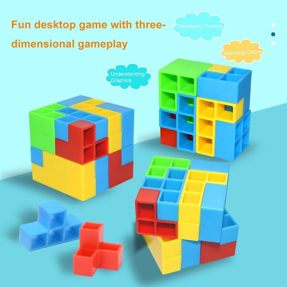 64Pcs Tetra Tower Balance Stacking Blocks Game Team Toys Gifts for Kids & Adults