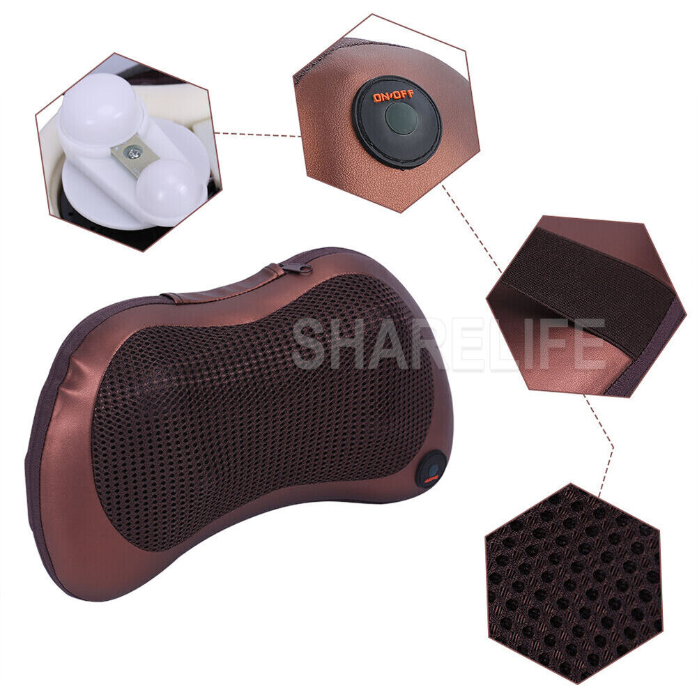 8 Heads Neck Massager Back Massager Body Massage Cushion Shiatsu Pillow Car/Home