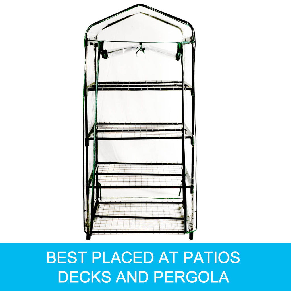4 Tiers Greenhouse PVC Cover Garden Storage Steel Frame Shelve Hot Green House