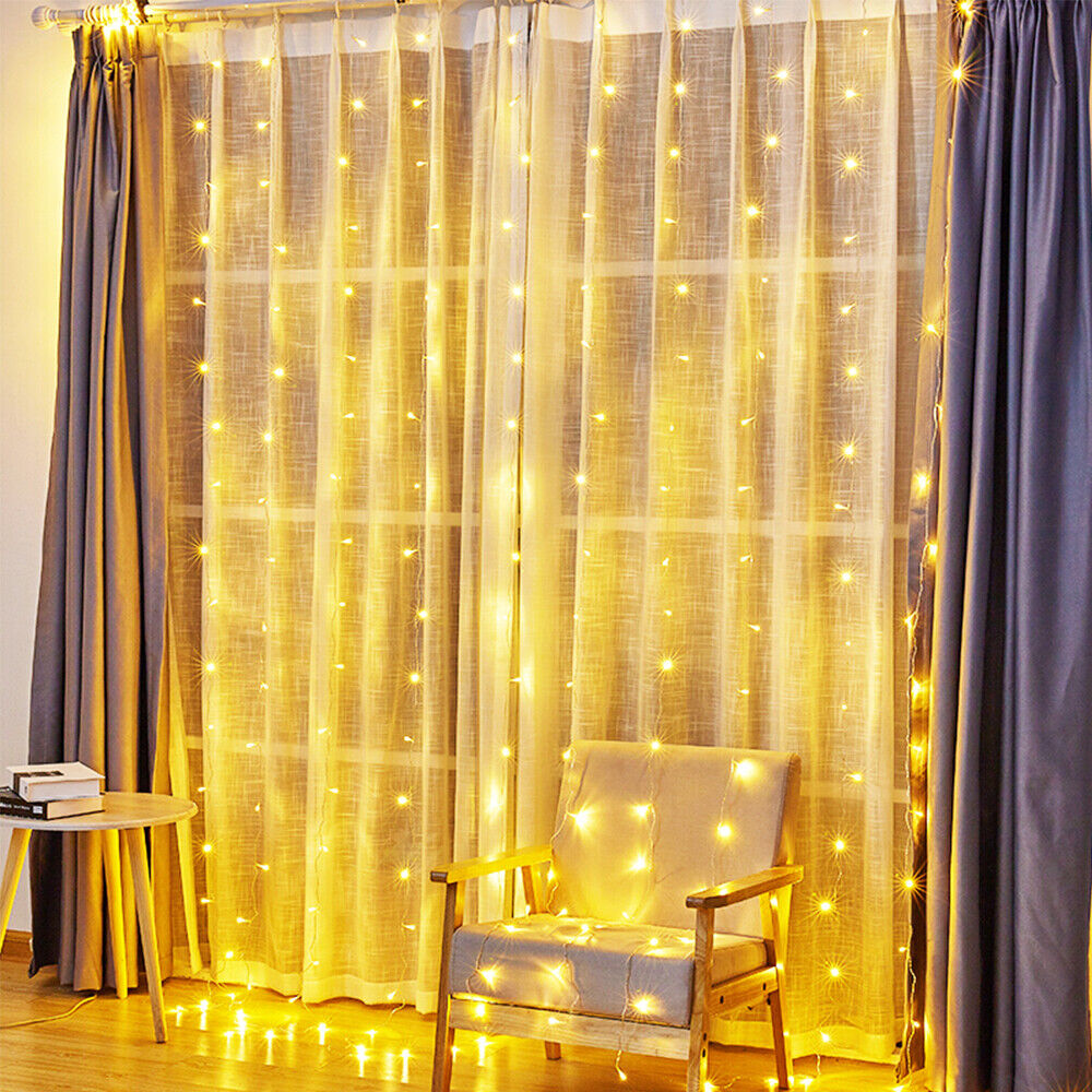 200-600 LED Curtain Light Fairy String Lights Outdoor Wedding Party Romantic