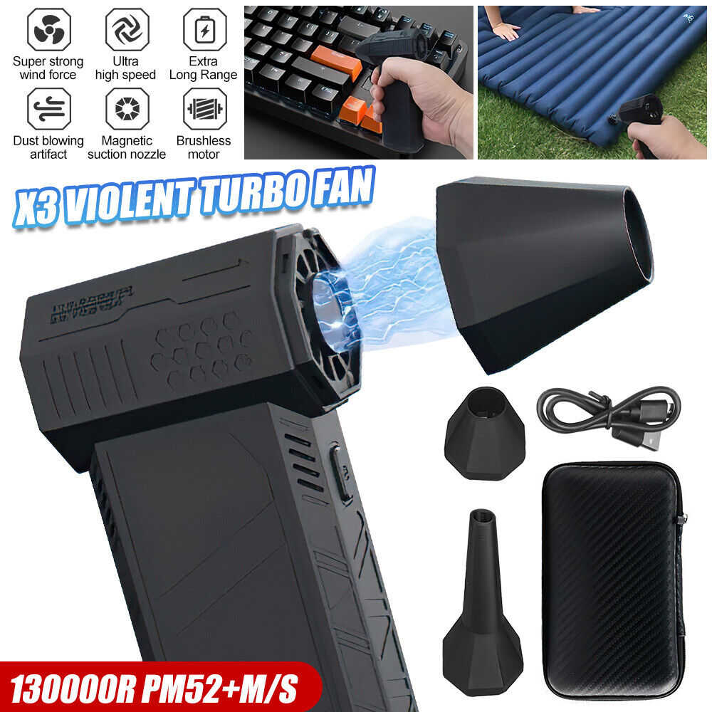 X3 Violent Blower Mini Turbo Jet Fan Handheld Brushless Motor 130,000 RPM 52M/S