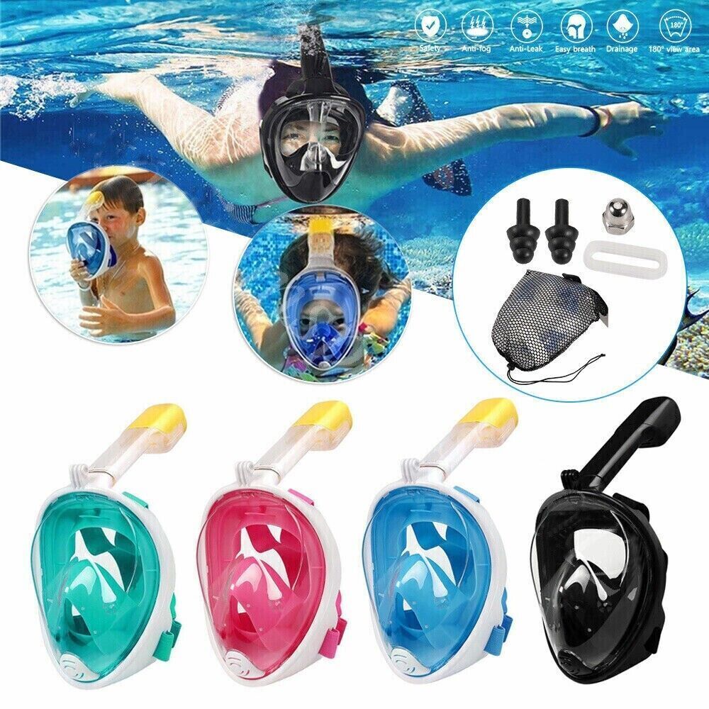 Adult Full Face Snorkel Mask Diving Mask Snorkel Set Anti-Fog Swimming 180° View