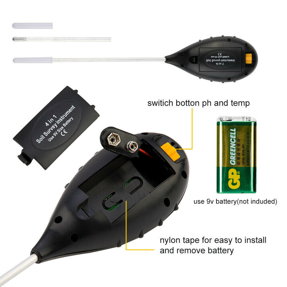 4 in 1 Soil PH Tester Moisture Sunlight Light Test Meter Tool Garden Farm Plants