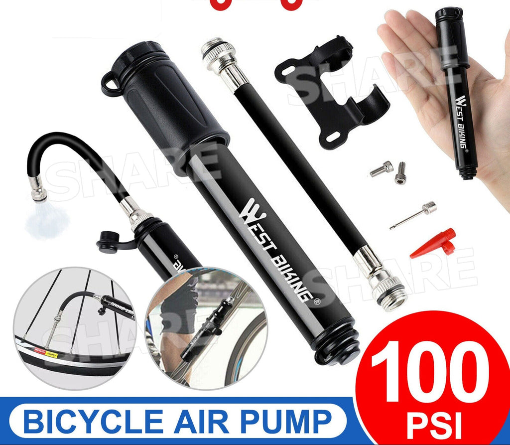 Aluminium MINI BICYCLE AIR PUMP Bike Hand Ball Inflator Portable Cycling Tyre