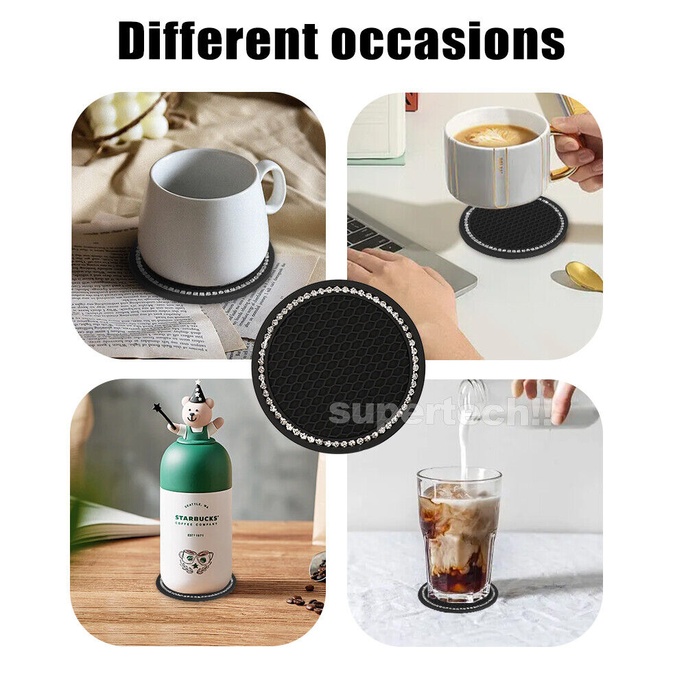 2x Black Bling Universal Car Cup Holder Anti-Slip Insert Coaster Car Accessories