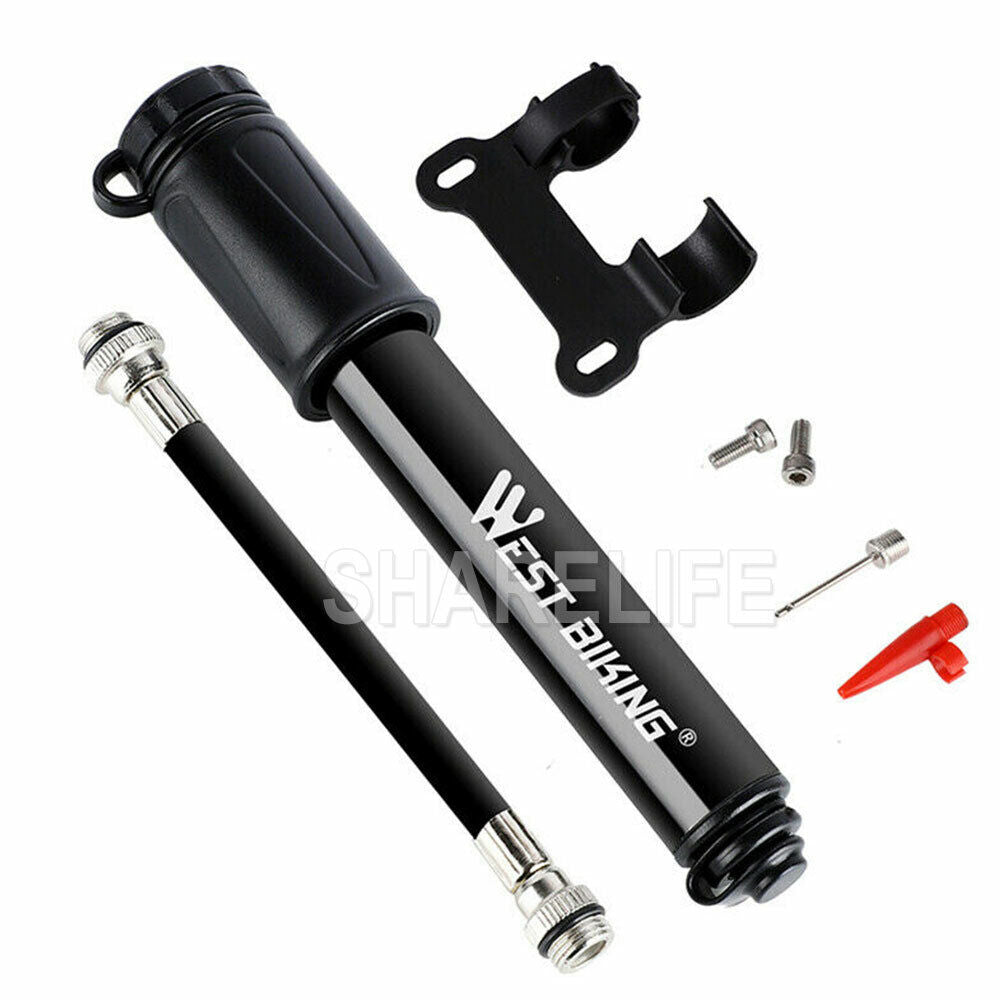 Aluminium MINI BICYCLE AIR PUMP Bike Hand Ball Inflator Portable Cycling Tyre