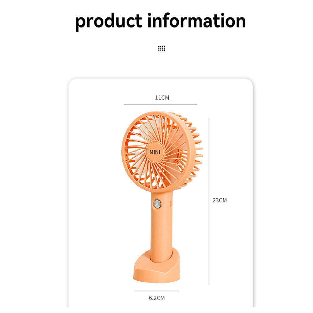 Mini Portable Hand-Held Desk Fan Cooling Cooler Humanized Design USB Air Rechargeable 3 Speed AU