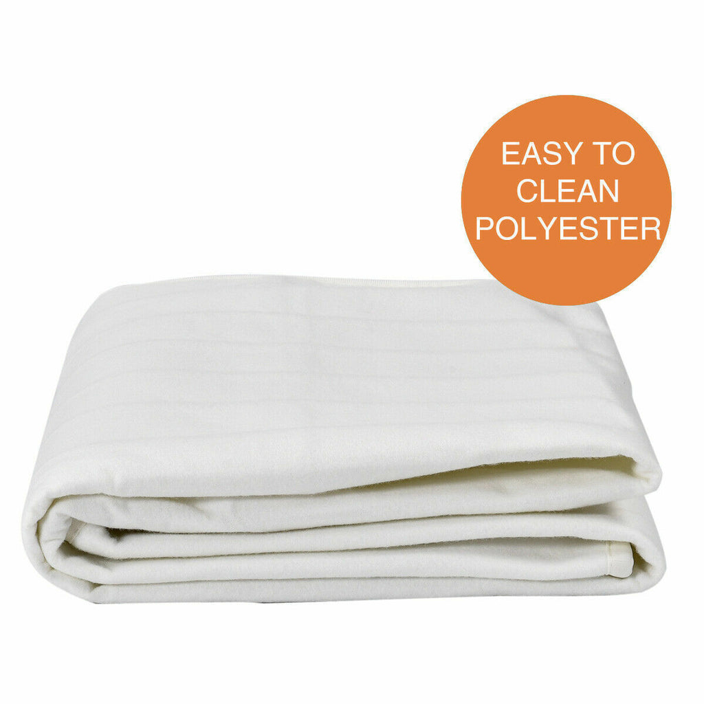 Heated Electric Blanket Washable Fully Fitted Polyester Underlay Warm Bed Single
