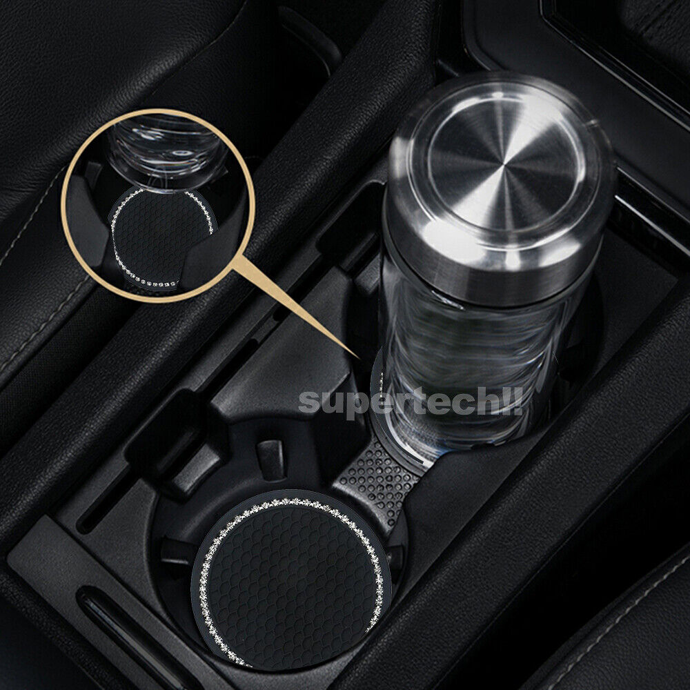 2x Black Bling Universal Car Cup Holder Anti-Slip Insert Coaster Car Accessories