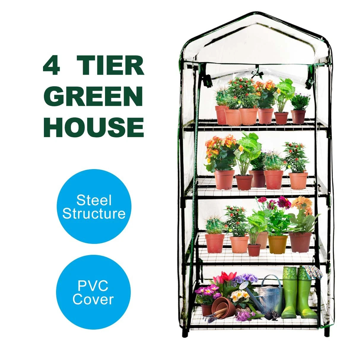 3-6M Walk in PE Greenhouse Tunnel Mini PVC Greenhouse Plant Grow Garden Storage