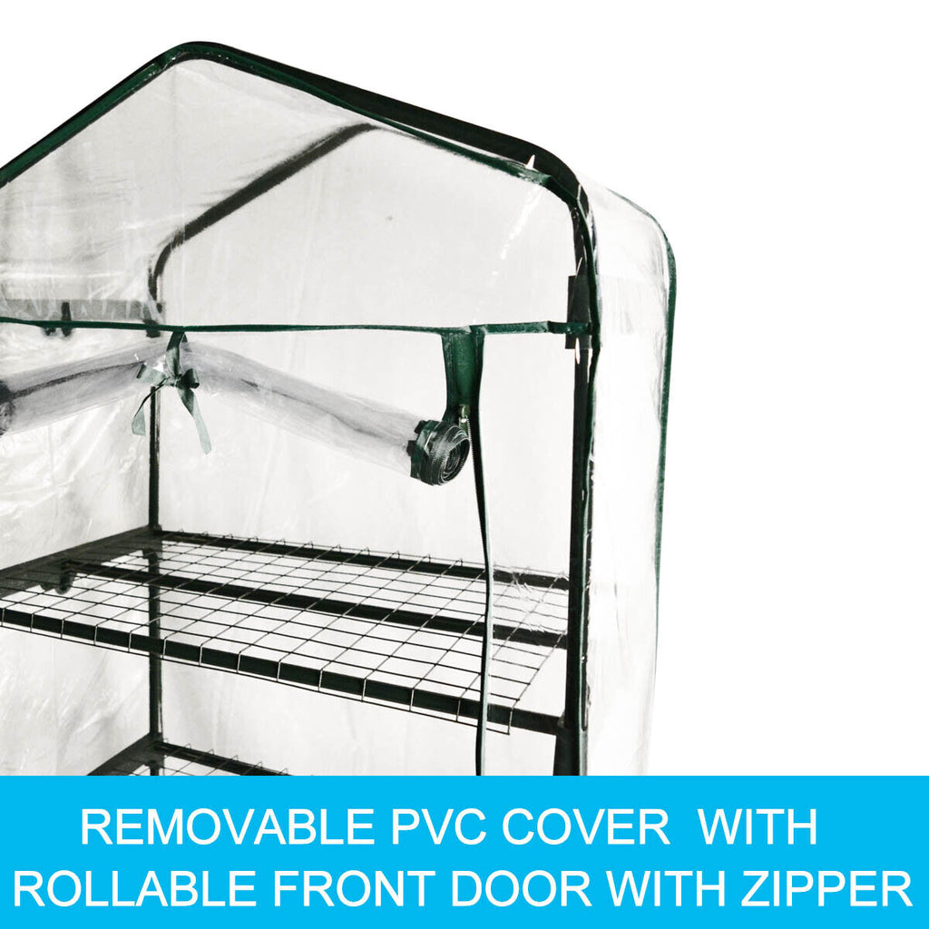 4 Tiers Greenhouse PVC Cover Garden Storage Steel Frame Shelve Hot Green House