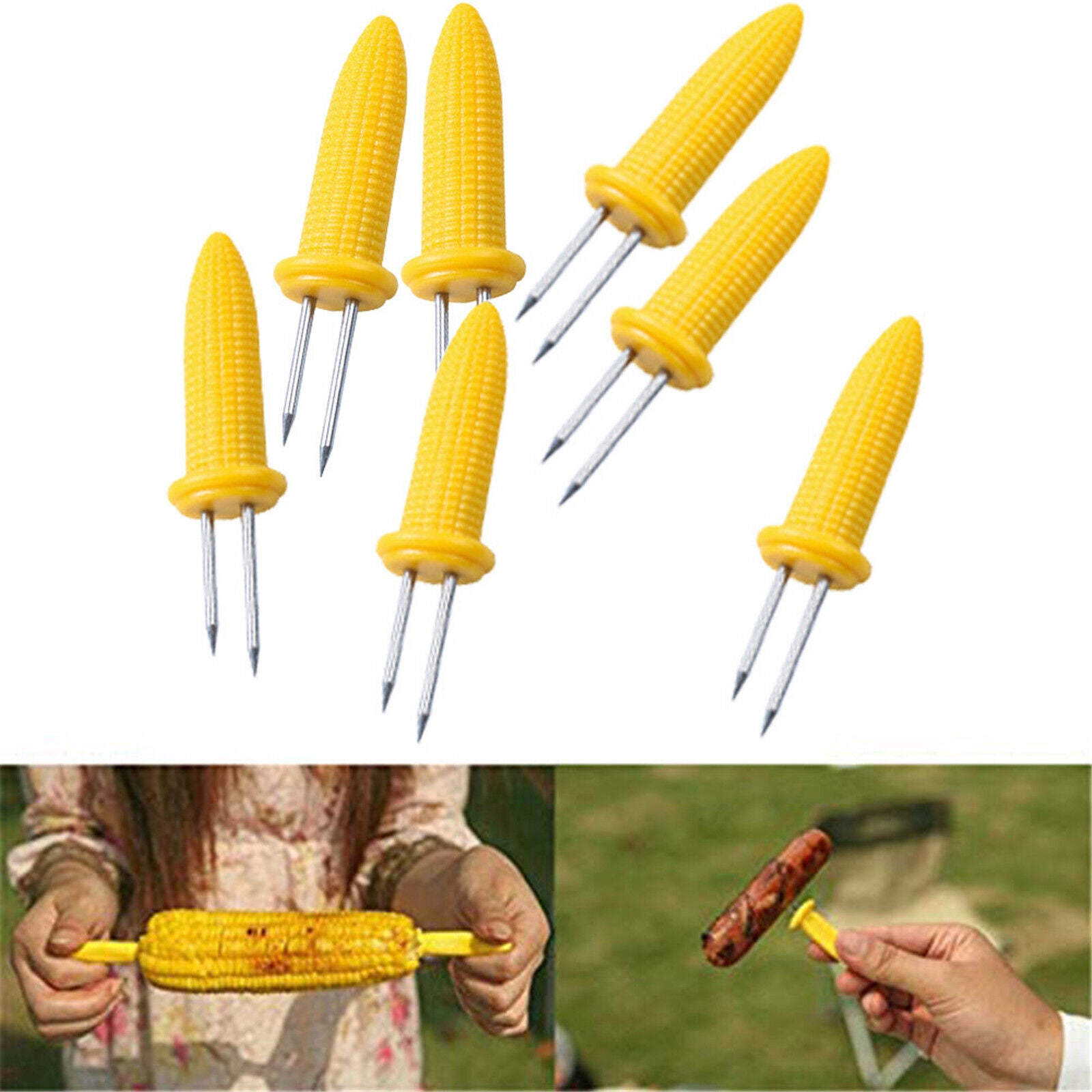 10X Corn Cob Holders Skewers Barbecue Fork Fruit Holder BBQ Kitchen Accessories