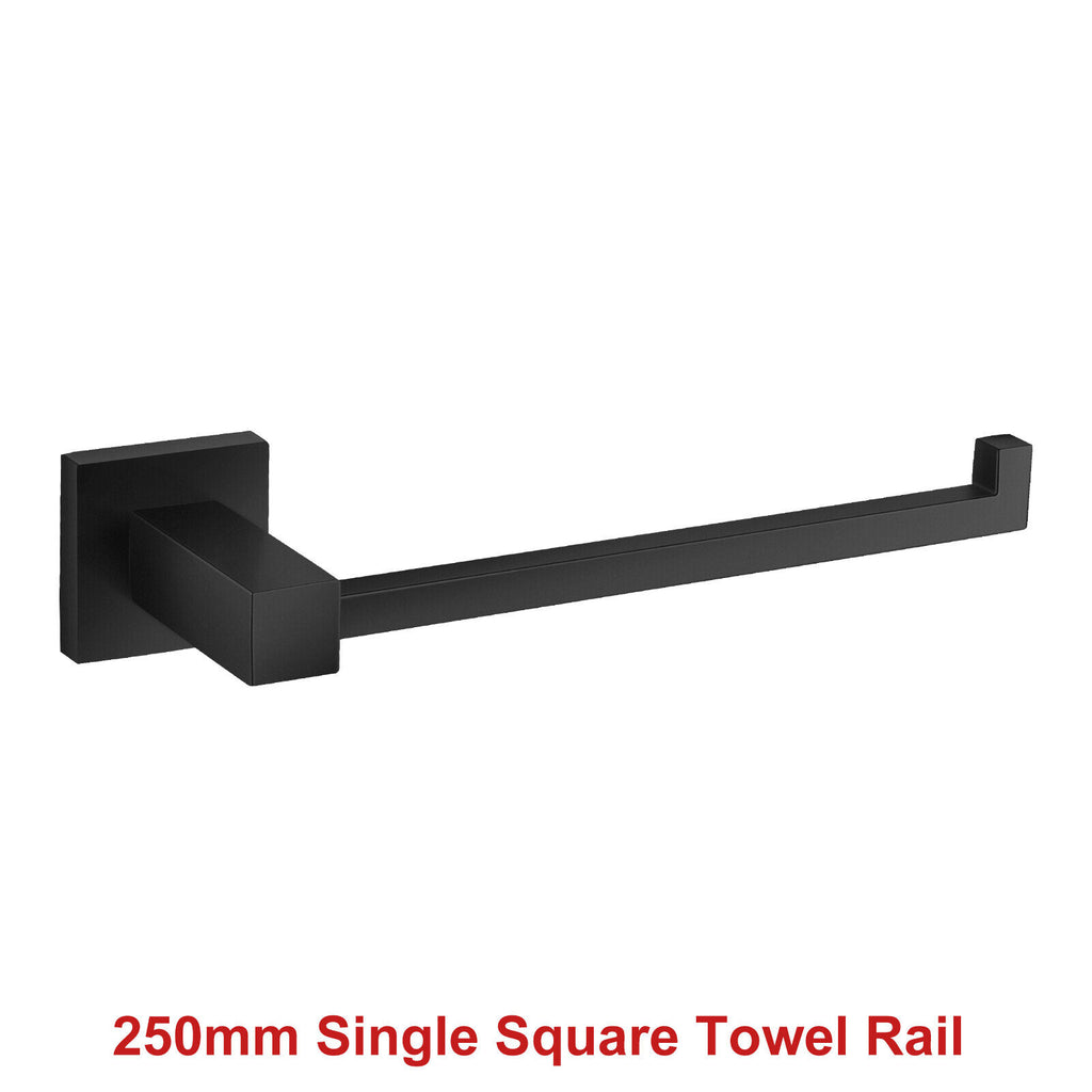 ACA Bath Towel Rail Rack Hook Toilet Brush Paper Holder Accessory Black