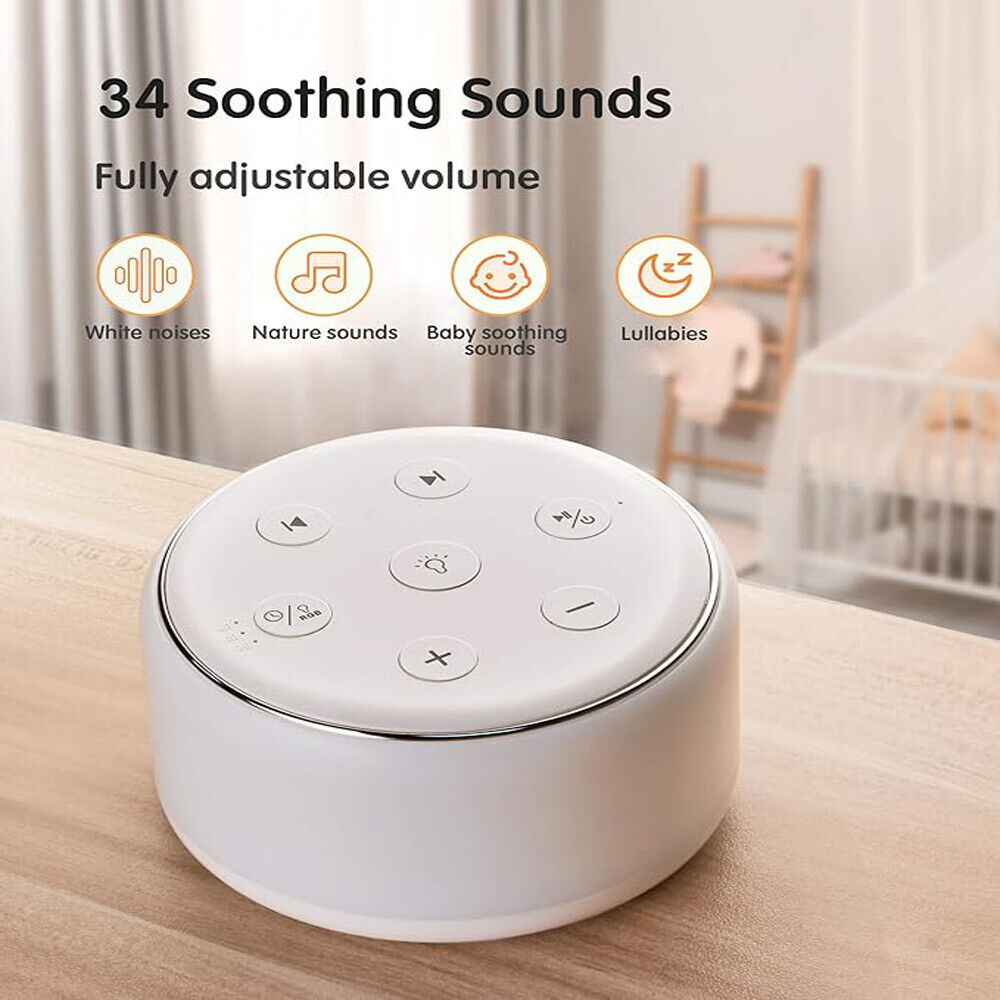 34 Soothing Sounds Maker Noise Machine Baby Sleeping Adults Kids Night Light 