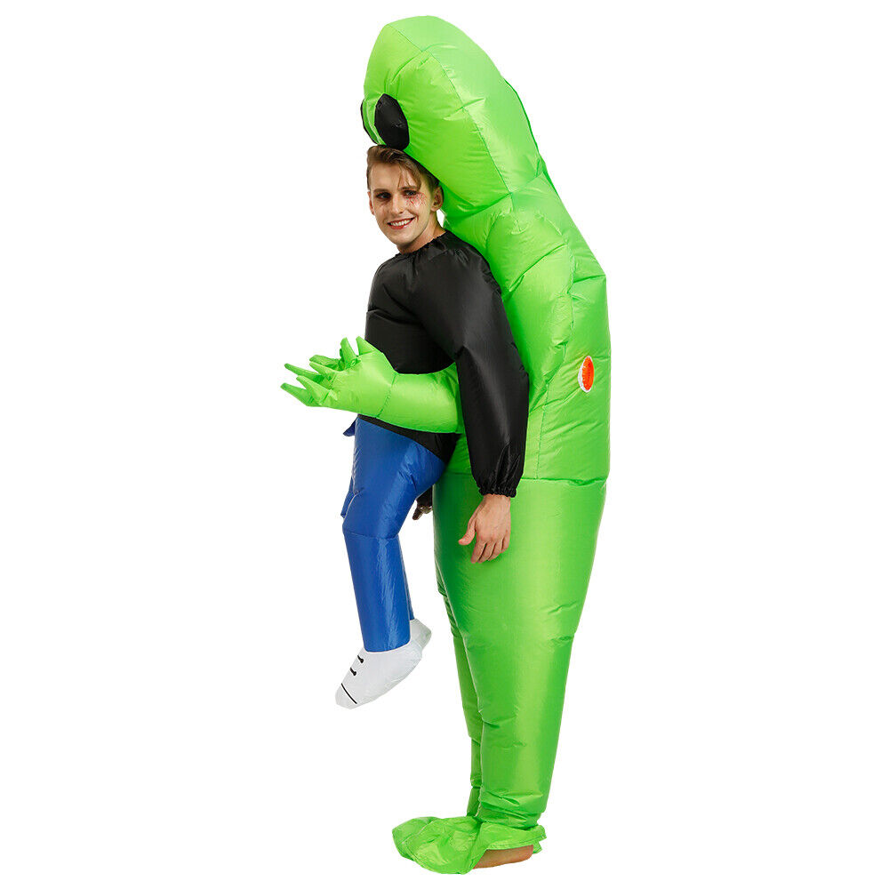 Scary Halloween Green Alien Inflatable Kid Costume Blow up Suits Party Dress