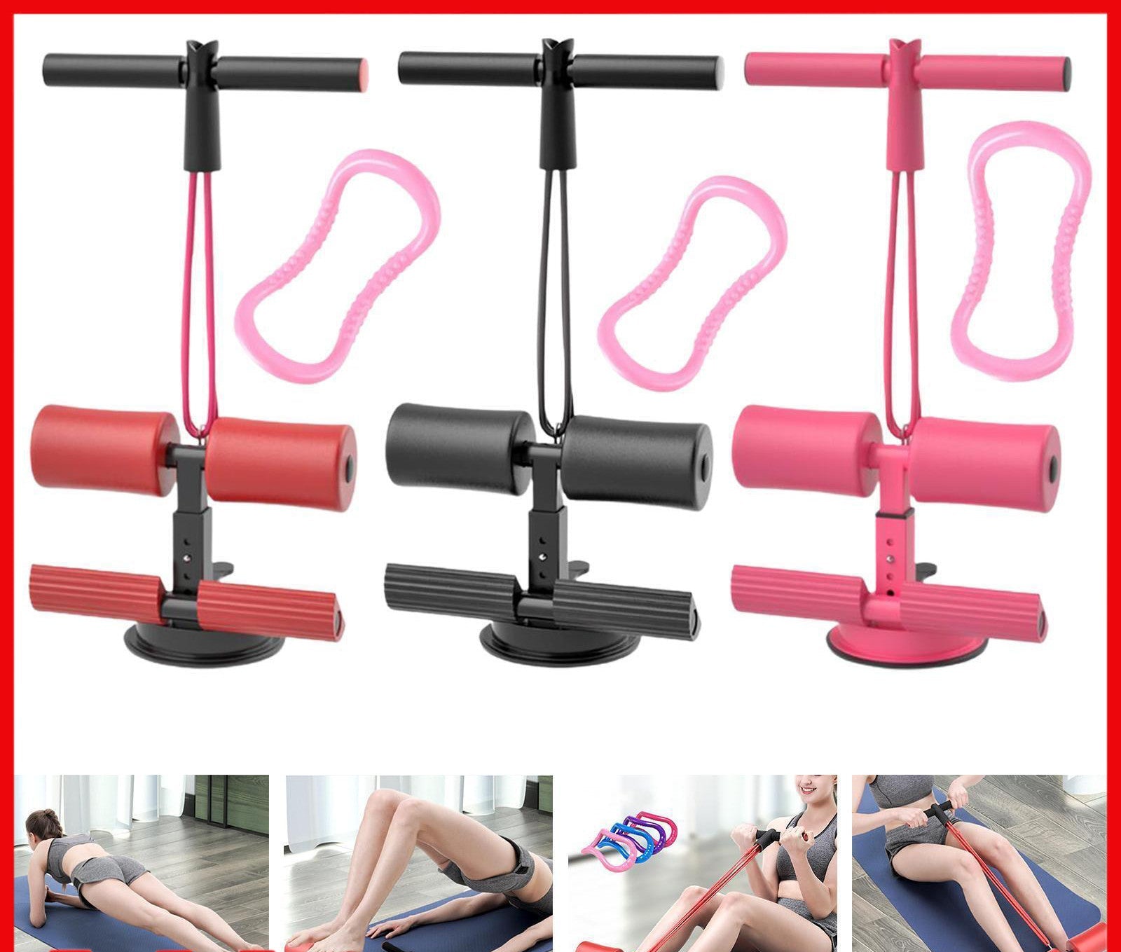 Floor Sit Up Bar Sit Up Assist Device with Suction Cup Abdominal Exercise
