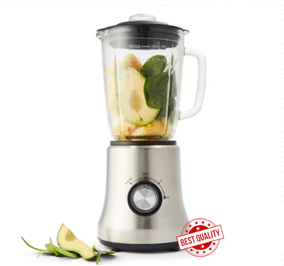 1.5 L Stainless Steel Blender with Glass Detachable Jug Ice Crusher Juicer