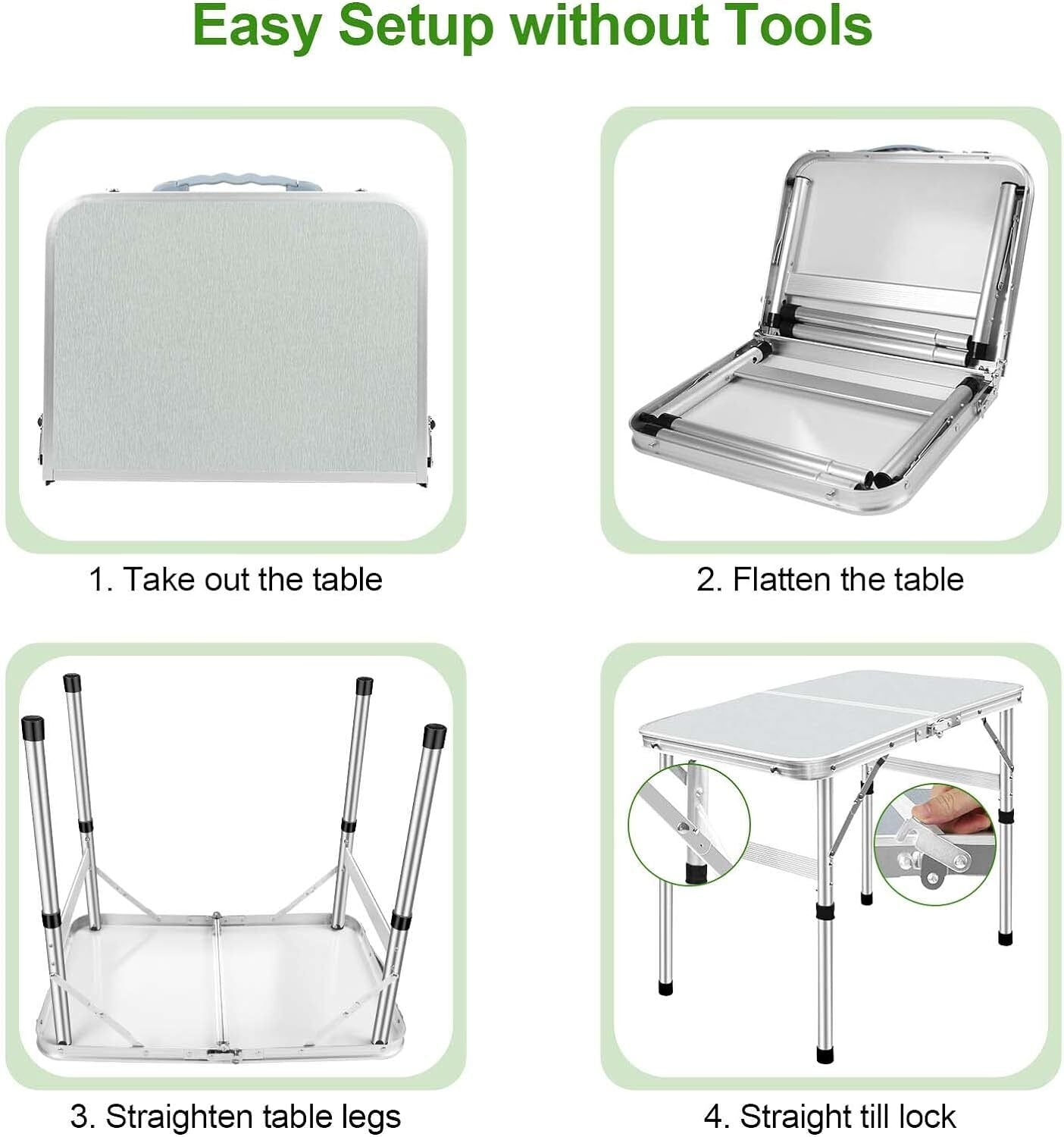  Camping Table Folding Aluminum Portable Picnic Outdoor Foldable BBQ Desk 90Cm