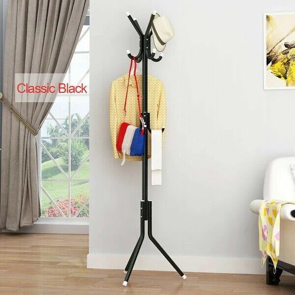 12 Hook 3-Tier Hat Coat Clothes Rack Umbrella Stand Tree Style Steel Hanger New