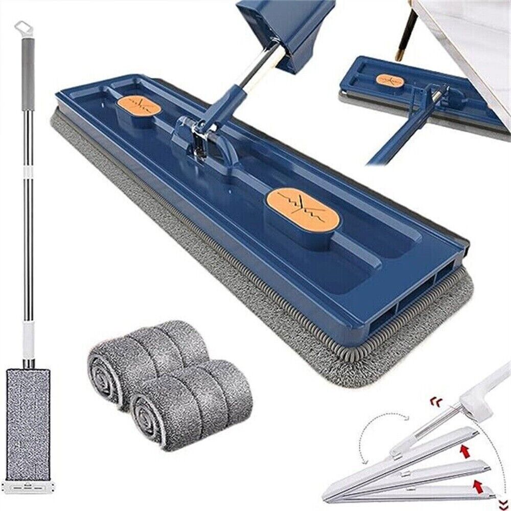 42CM Mop Head 360° Rotating Wet Cleaning Magic Self Wringing Mop + Foldable Bucket
