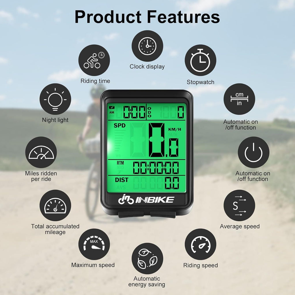 Wireless Cycling Bike Bicycle LCD Cycle Speedometer Computer Odometer Waterproof
