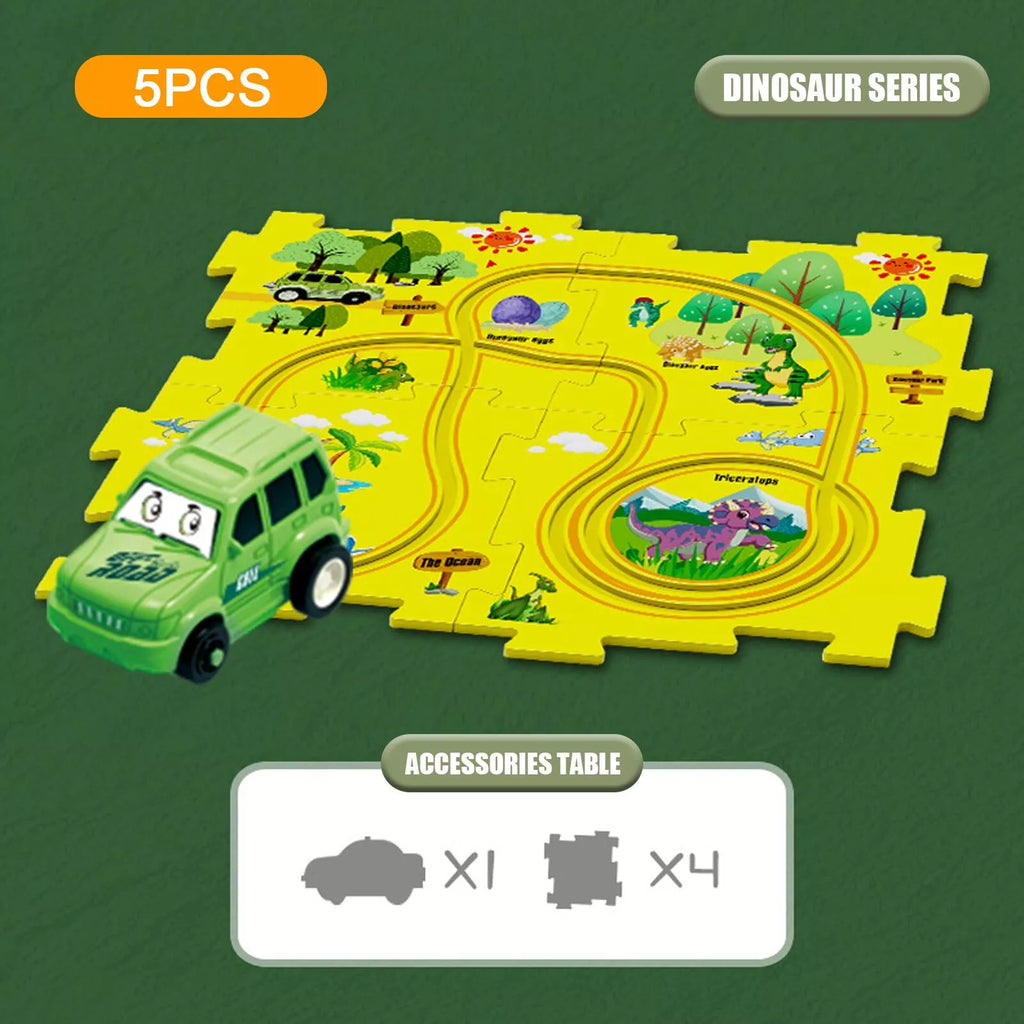 DIY Car Track Puzzle Set Preschool Educational Montessori Toy for Kid Gifts Play