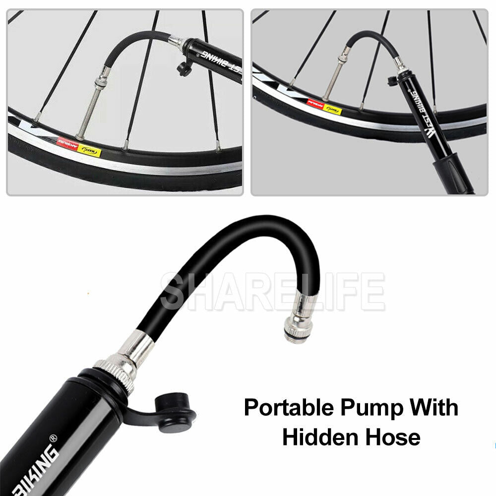 Aluminium MINI BICYCLE AIR PUMP Bike Hand Ball Inflator Portable Cycling Tyre
