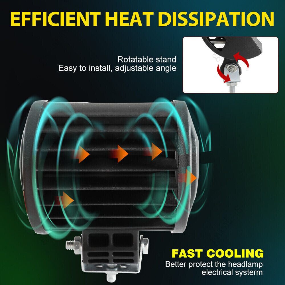 12V LED Work Light Bar Flood Spot Lights With Adjustable mounting bracket Driving Lamp Offroad Car Truck ATV SUV