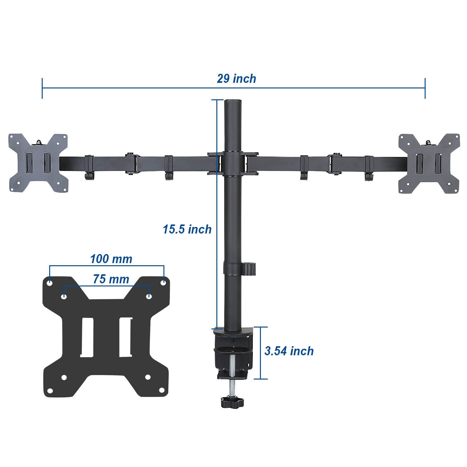 Monitor Stand Dual Arm Desk Mount LED TV Screen Holder Bracket Up to 27''