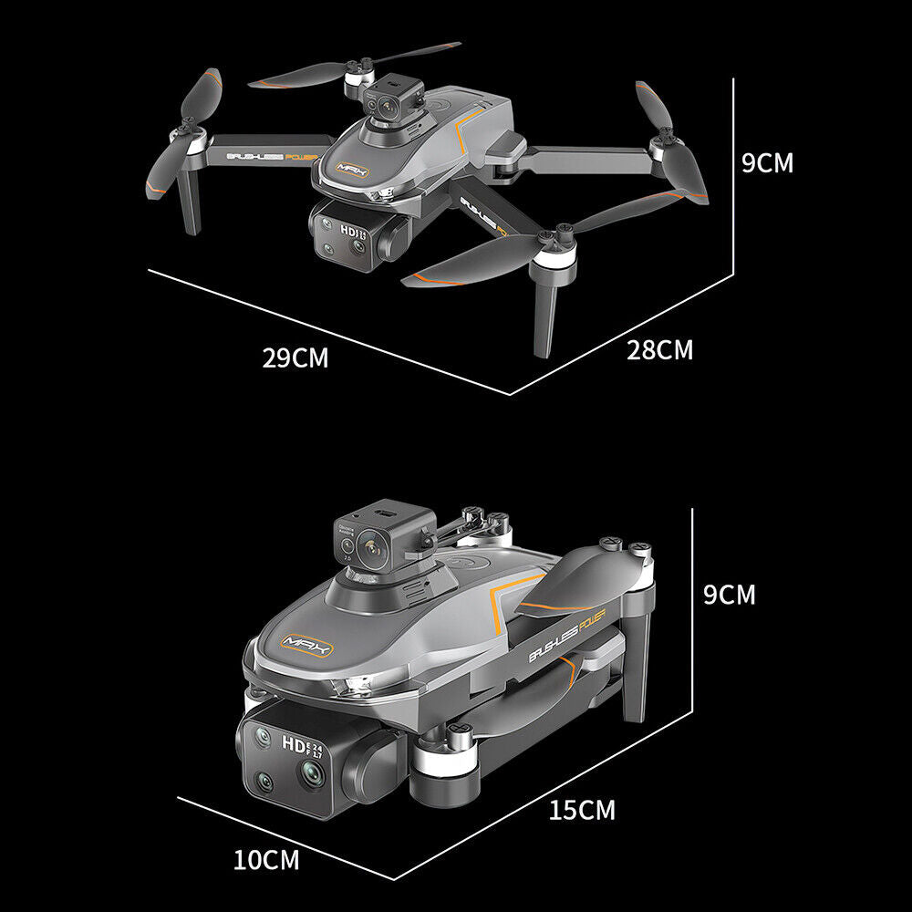 8K Wifi Brushless Drone with HD Triple Camera Foldable GPS 5G RC Quadcopter Toys