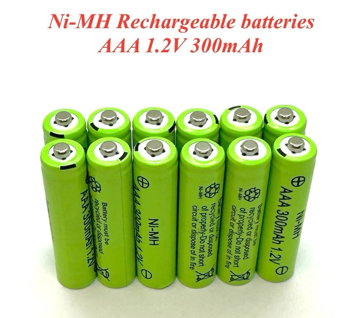 12Pcs AAA NI-MH 1.2V Rechargeable for Solar Lights Ture Capacity 300Mah