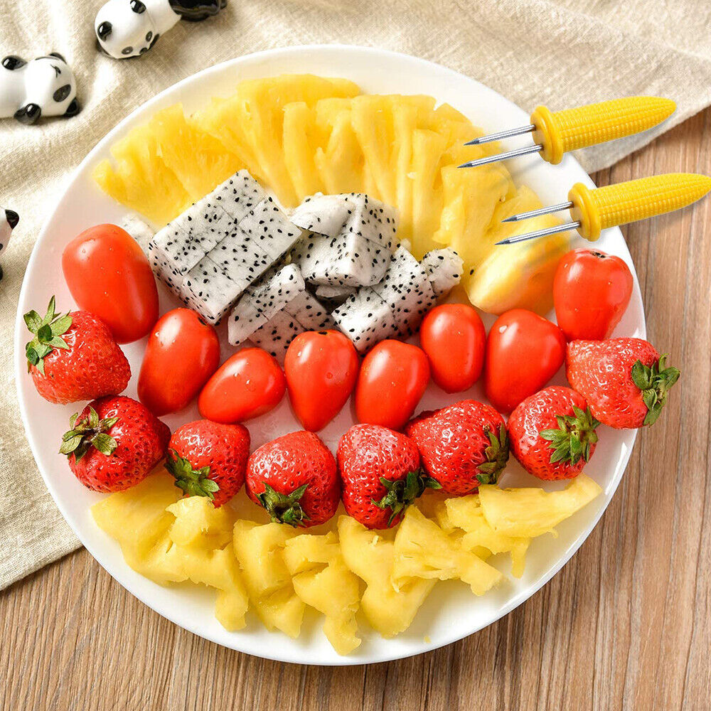 10X Corn Cob Holders Skewers Barbecue Fork Fruit Holder BBQ Kitchen Accessories