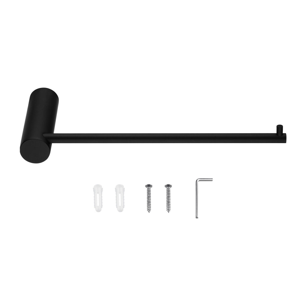 ACA Bath Towel Rail Rack Hook Toilet Brush Paper Holder Accessory Black