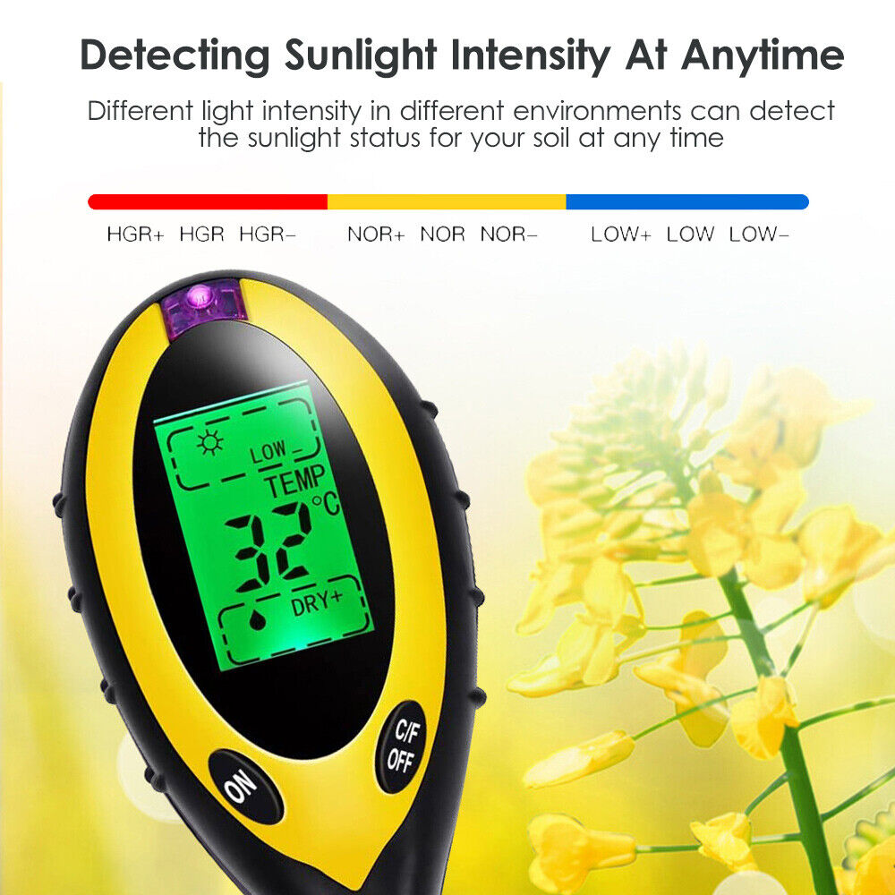 4 in 1 Soil PH Tester Moisture Sunlight Light Test Meter Tool Garden Farm Plants