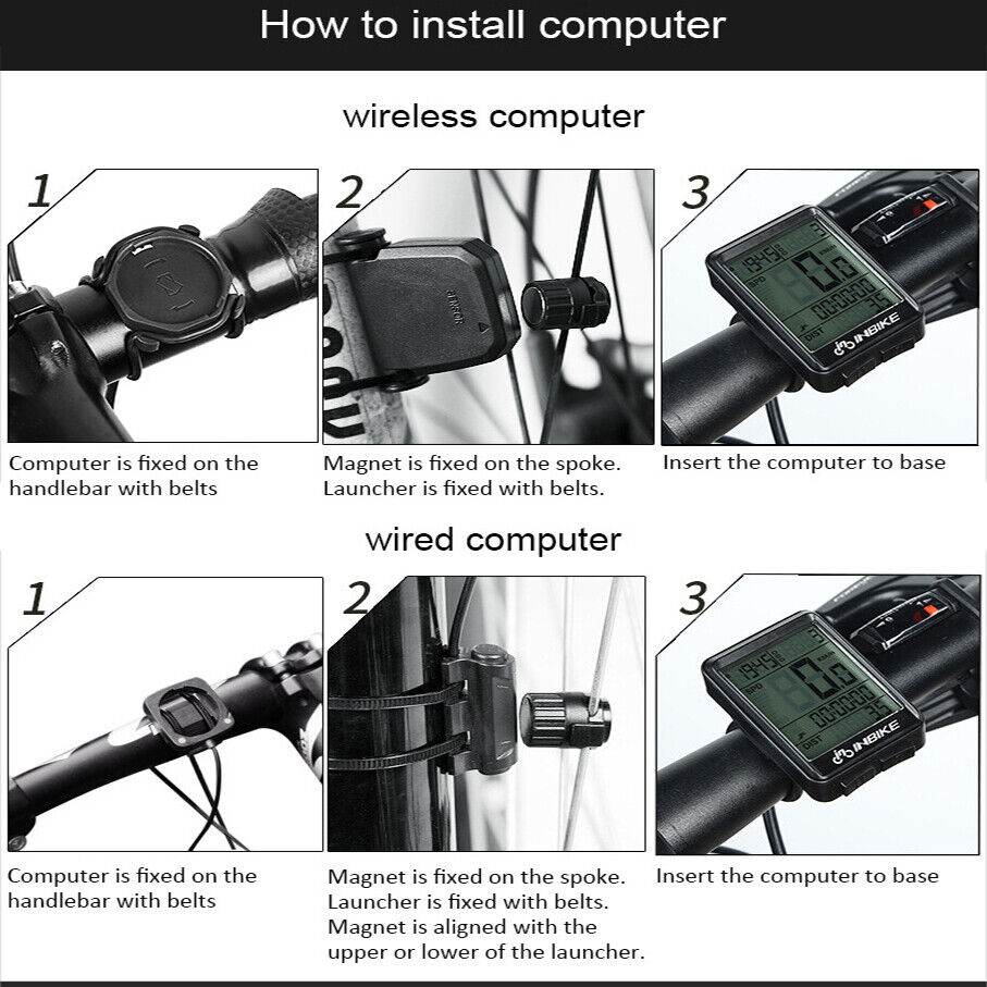 Wireless Cycling Bike Bicycle LCD Cycle Speedometer Computer Odometer Waterproof