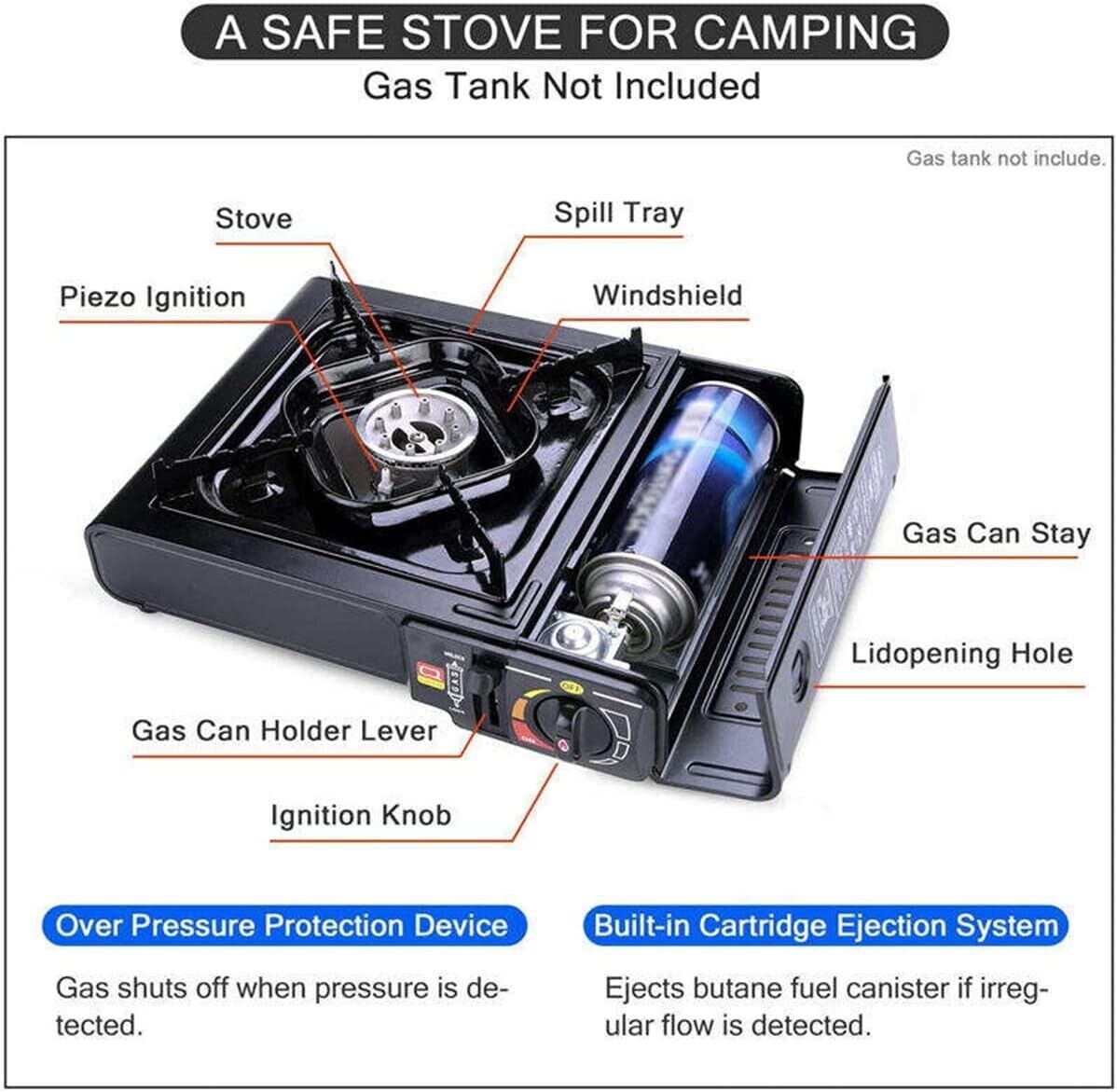 PORTABLE BBQ BUTANE STOVE SINGLE GAS BURNER CAMPING COOKER