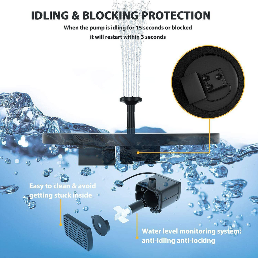 2024 High Temperature Resistant Outdoor Solar Powered Floating Bird Bath Water Fountain Pump Garden Pond AU  