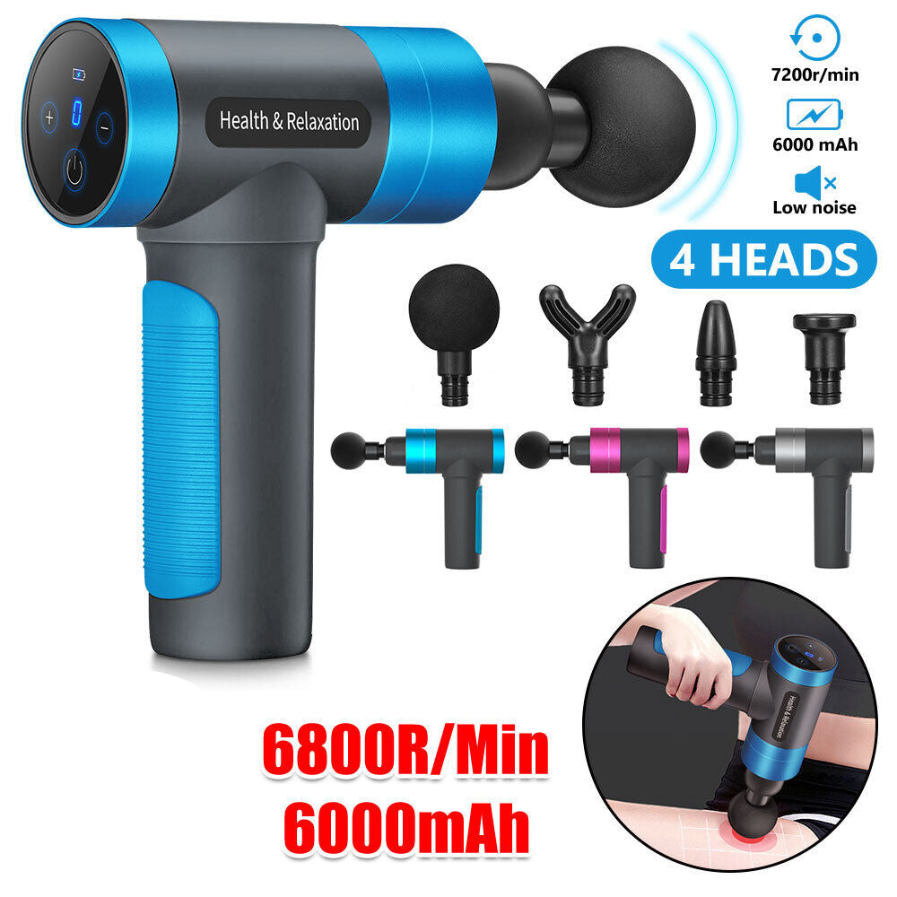 LCD Massage Gun Deep Tissue Percussion Massager Muscle with 4 Heads 5-Speed 