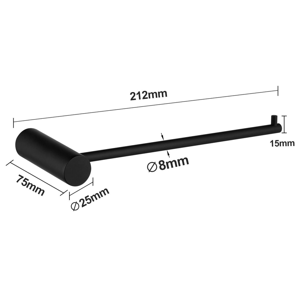 ACA Bath Towel Rail Rack Hook Toilet Brush Paper Holder Accessory Black