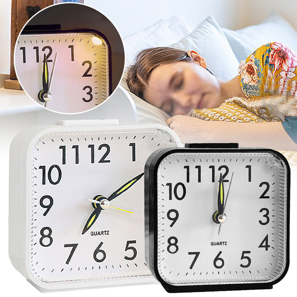 Quartz Alarm Clock with Night Light Notick Quiet Concise Design Snooze Silent Small Bedside Clock