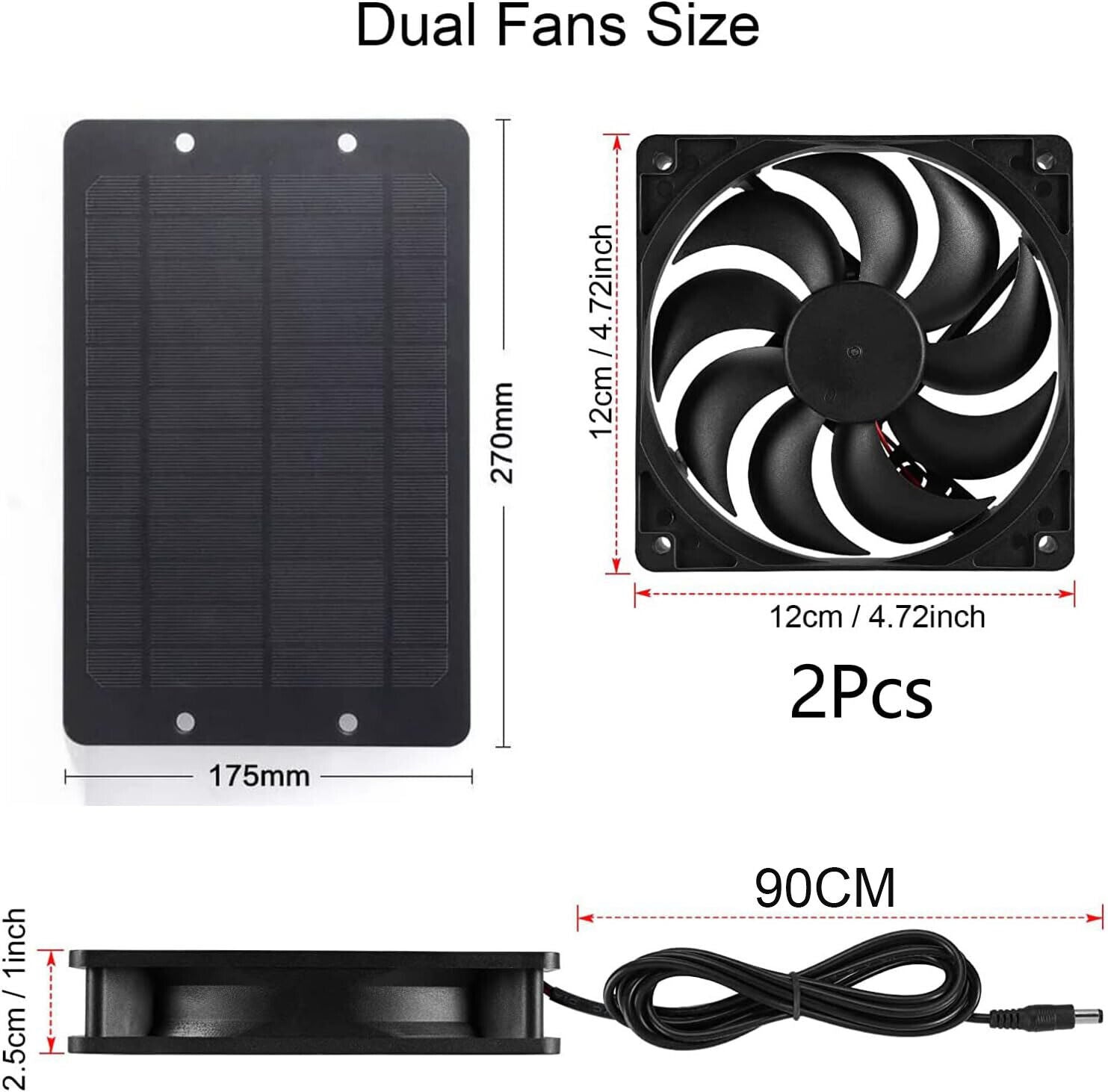 Ventilation Fan Solar Exhaust Fan Hot Sale Solar Panel Powered Dual Fan Model