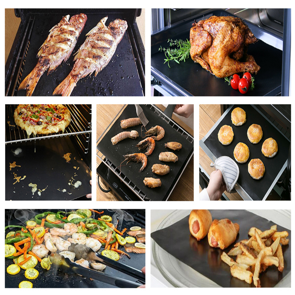  Reusable BBQ Grill Mat Bake Cooking Sheet Non-Stick BBQ Pad Heavy Duty 5Pcs