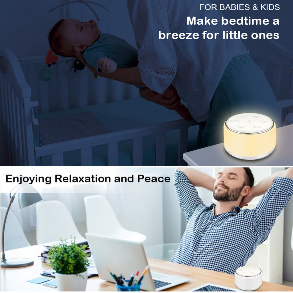 34 Soothing Sounds Maker Noise Machine Baby Sleeping Adults Kids Night Light 