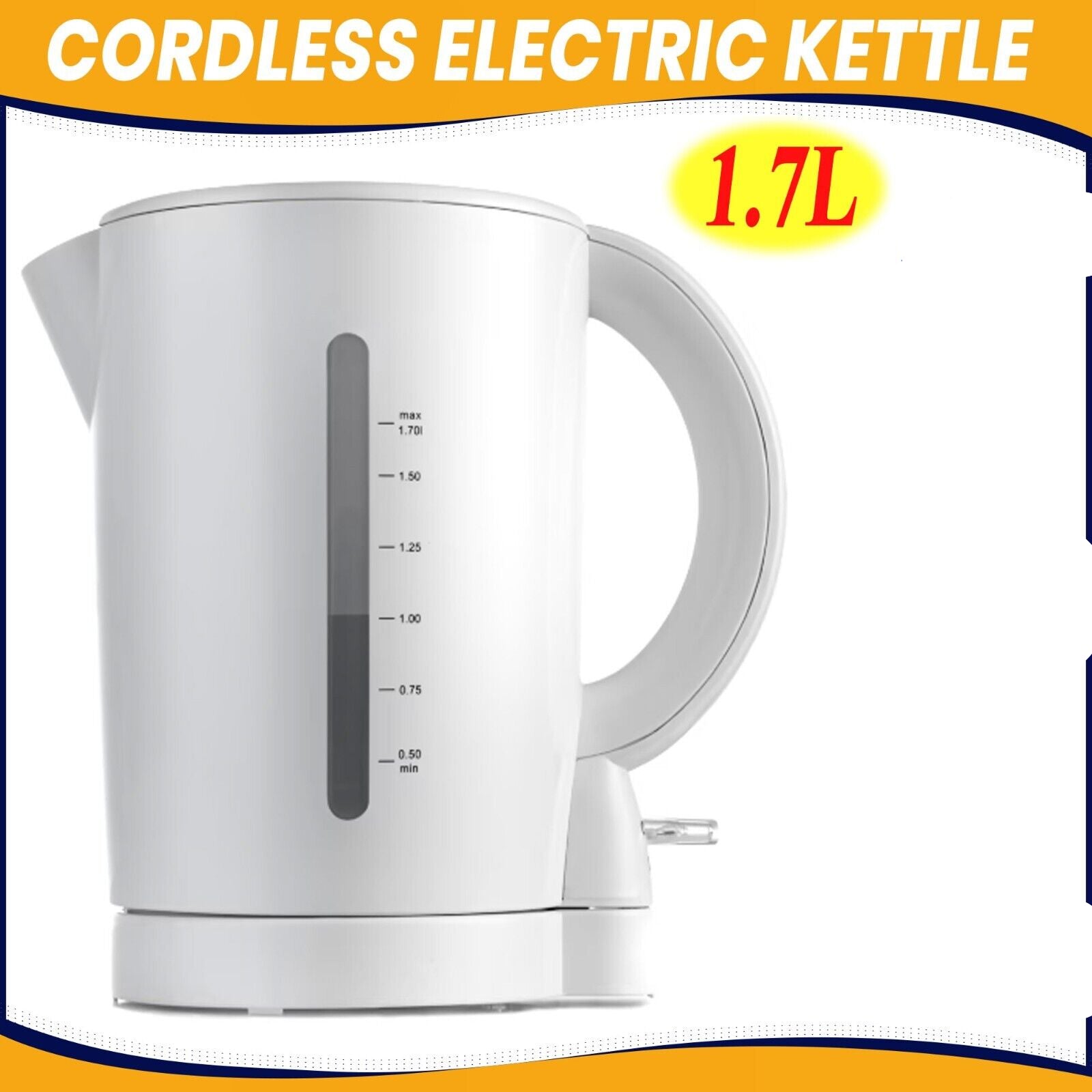 New 2200W Kettle 1.7L Electric Cordless Water Boiler Tea Maker Jug Kitchen Pot AU