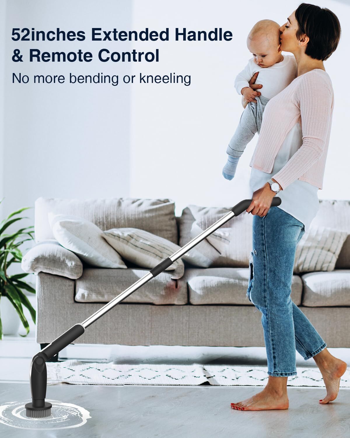 8 in 1 Motorised rotary scrubber Electric scrubber cleaning brush for bathtubs