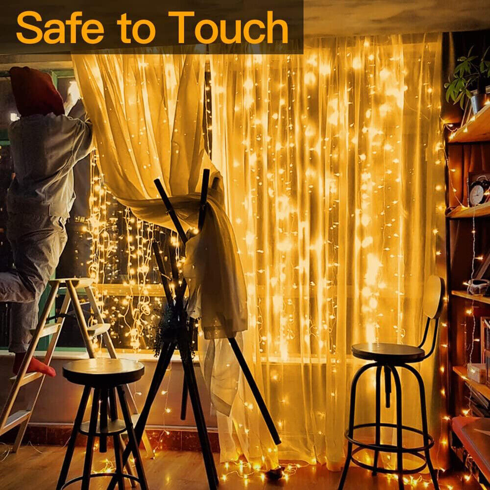 200-600 LED Curtain Light Fairy String Lights Outdoor Wedding Party Romantic