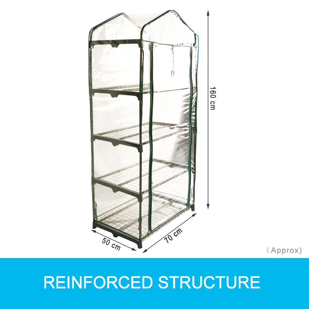 4 Tiers Greenhouse PVC Cover Garden Storage Steel Frame Shelve Hot Green House