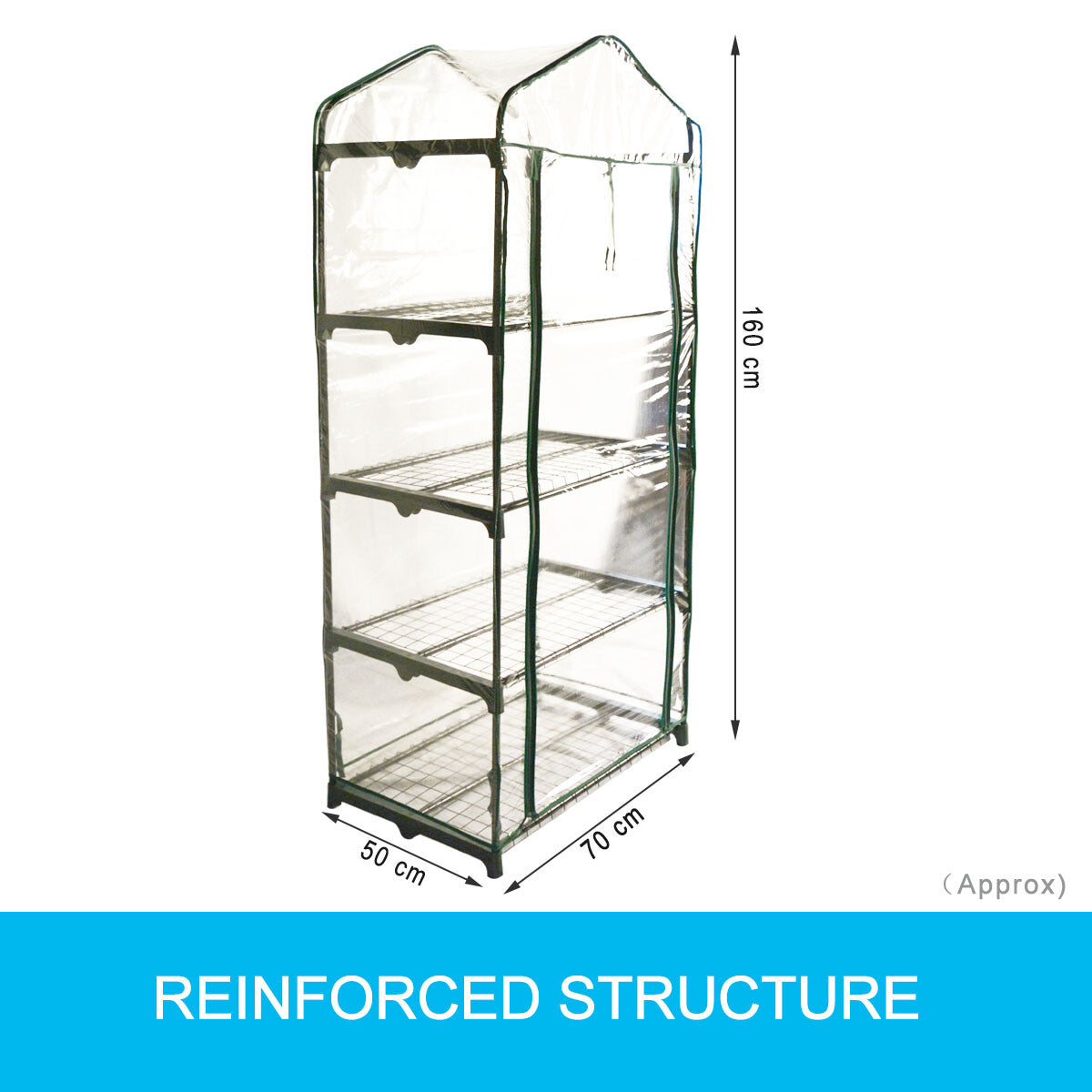 4 Tiers Greenhouse PVC Cover Garden Storage Steel Frame Shelve Hot Green House