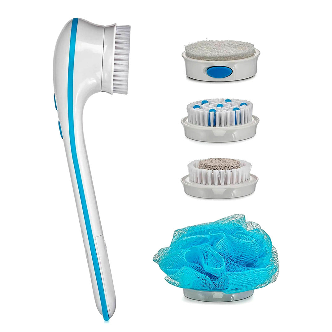 Electric Spinning Spa Brush Handled Body Bath Shower Back Brush with 5 heads AU